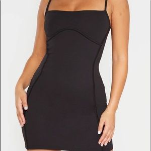 Black Strappy Binding Bust Detail Bodycon Dress